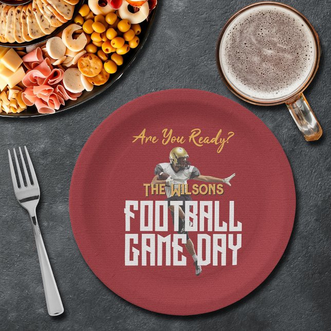 Game On Football Player on Red Paper Plates (Game On Football Player on Red Paper Plates)