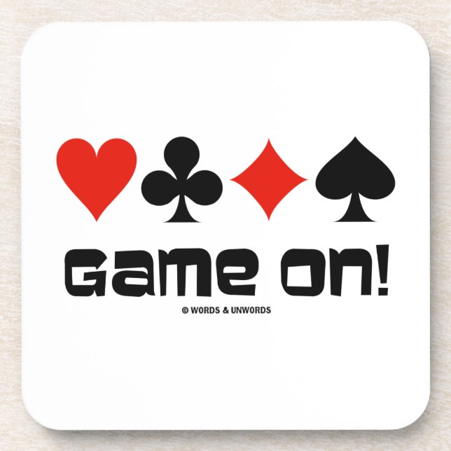 Game On! (Four Card Suits) Drink Coaster (Front)