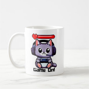 Game On Gamer Cat With Health Bar Coffee Mug