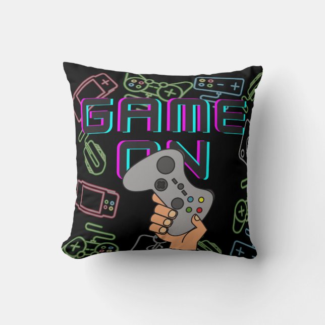 Game On Gamers Throw Pillow (Front)