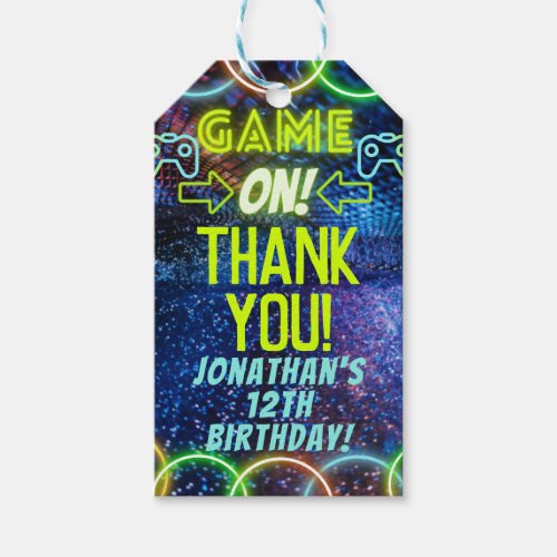 Game On Gaming Birthday Party Thank You Favor Gift Tags