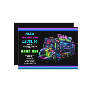 Game on! Gaming Truck Video Game Birthday Party Invitation