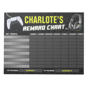 Game On Gaming Yellow Reward Chart Personalized Notepad