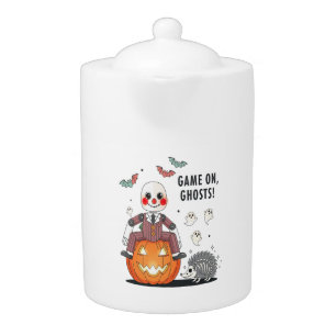 Game on Ghosts Halloween Teapot