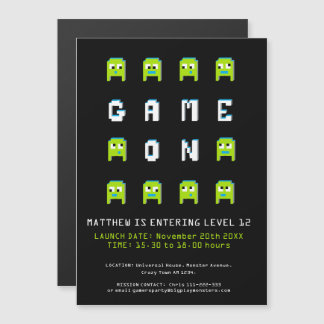 Game on green gaming 12th birthday party magnetic invitation