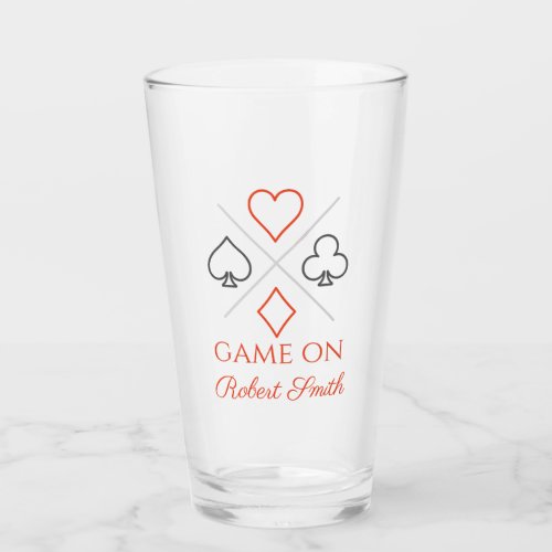Game On Hearts Diamonds Spades Gambling Poker Game Glass