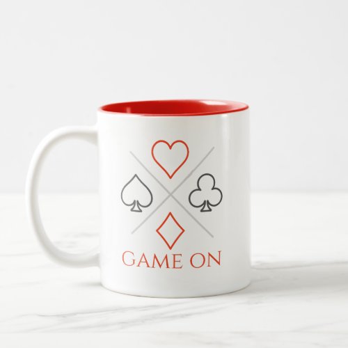 Game On Hearts Diamonds Spades Gambling Poker Game Two_Tone Coffee Mug
