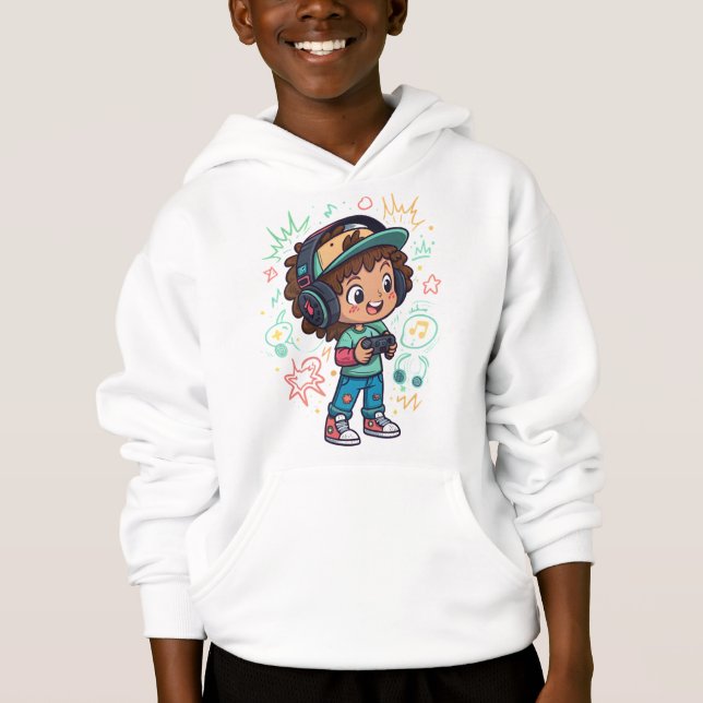 Game On Kid T-Shirt Design – Fun Pop Art Style  Hoodie (Front)