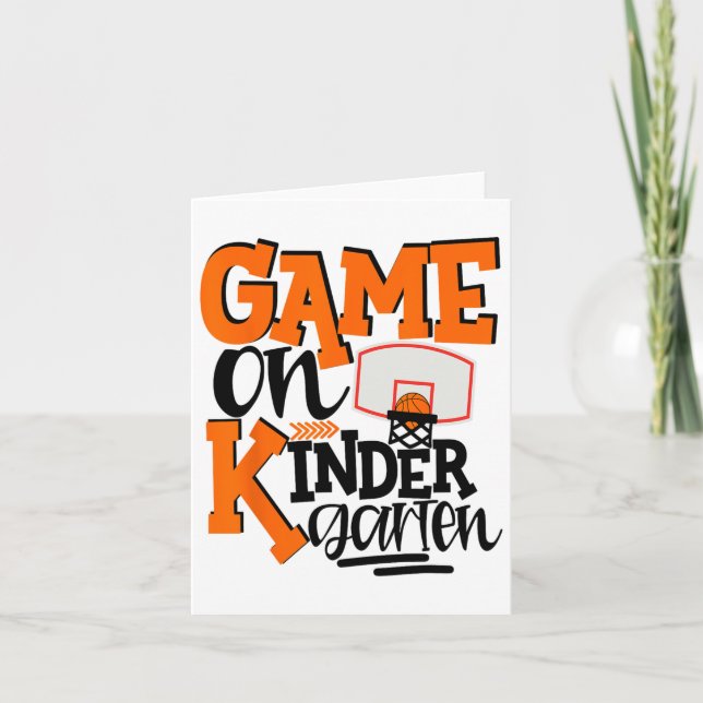 Game On Kindergarten Fun Sketll School  Card (Front)