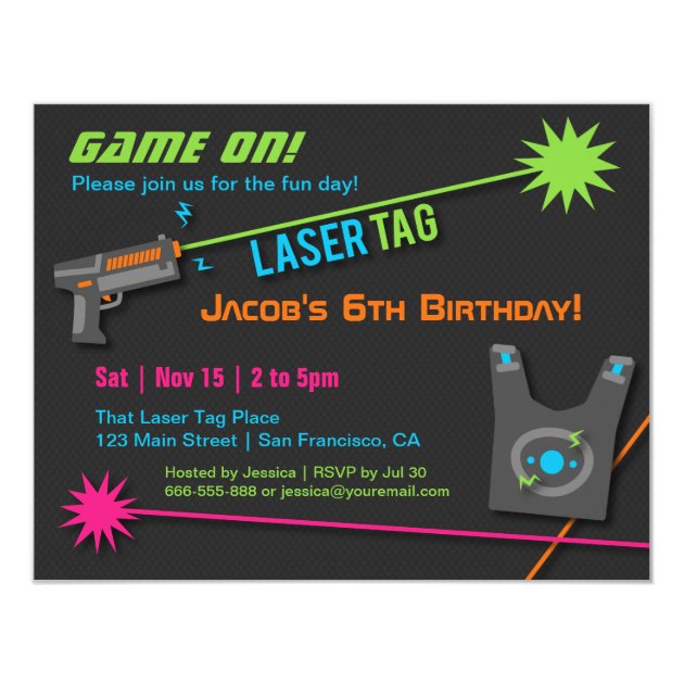 Game On Laser Tag Birthday Party Invitations