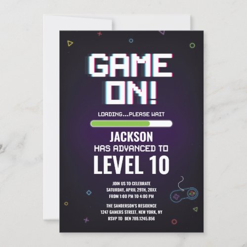 Game On Level Up Invitation
