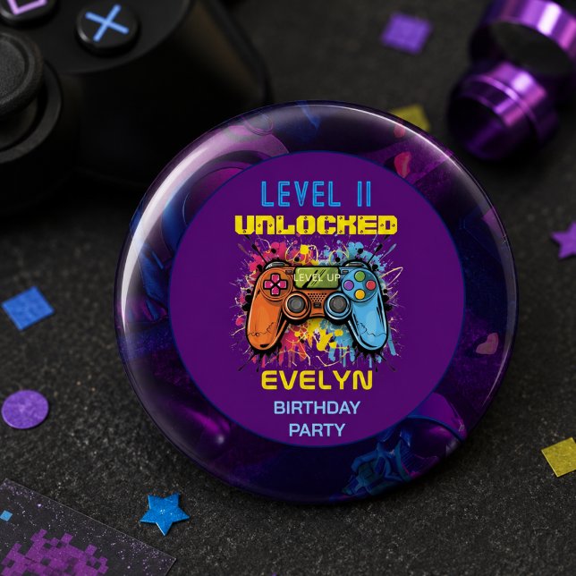  Game On Level Up Video Game Birthday Button (Game On Level Up Video Game Birthday Button)