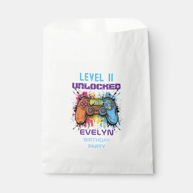  Game On Level Up Video Game Birthday Favor Bag (Front)