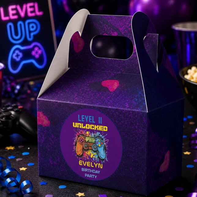  Game On Level Up Video Game Birthday Favor Boxes (Game On Level Up Video Game Birthday Favor Boxes)