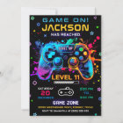 Game On Level Up Video Game Birthday Invitation