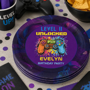 Game On Level Up Video Game Birthday Paper Plates