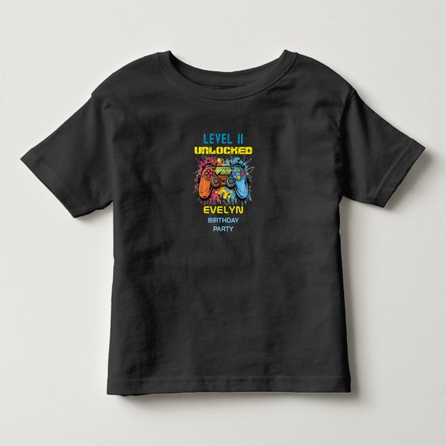  Game On Level Up Video Game Birthday Toddler T-shirt (Front)
