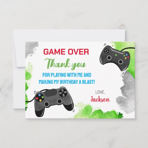 Game On Level Up Video Game Thank You Cards