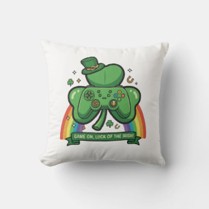 Game On Luck of the Irish   St. Patrick's Day Game Throw Pillow