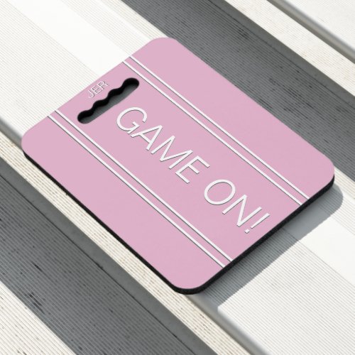 GAME ON Modern Monogrammed Bleacher Girly Pink Seat Cushion