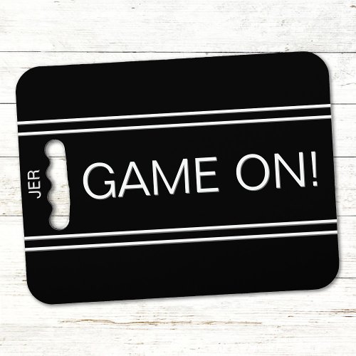 GAME ON Modern Monogrammed Bleacher Sports Black Seat Cushion