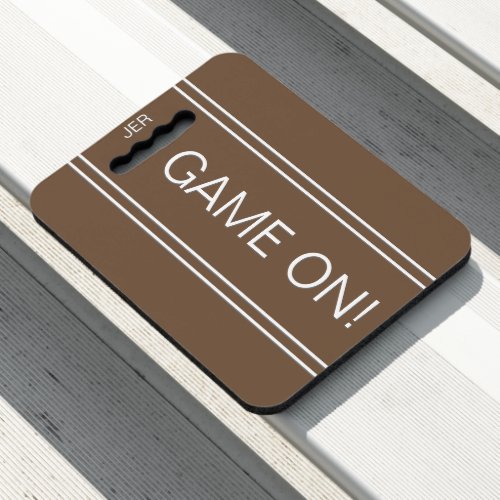 GAME ON Modern Monogrammed Bleacher Sports Brown Seat Cushion