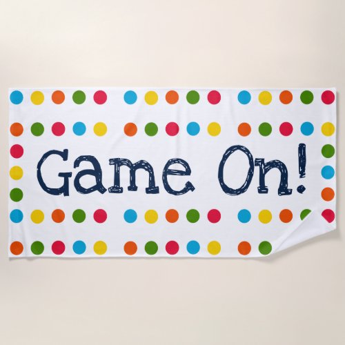 Game On Modern Multicolor Polka Dot Beach Towel