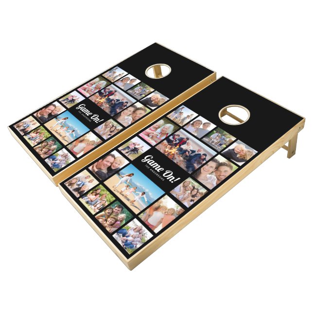 Game On! Monogram Retro Photo Collage 16 Pictures (Angled)