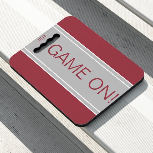 GAME ON Monogrammed Stripes Seating Games Red Seat Cushion