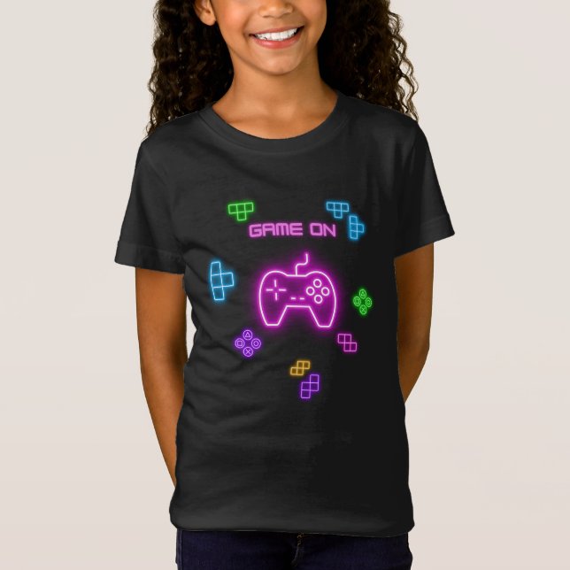 Game on neon pink and green video gamer T-Shirt (Front)