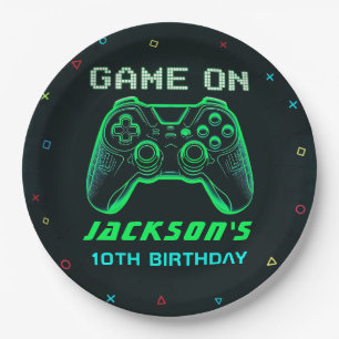 Game On Neon Video Game Birthday Party Paper Plates