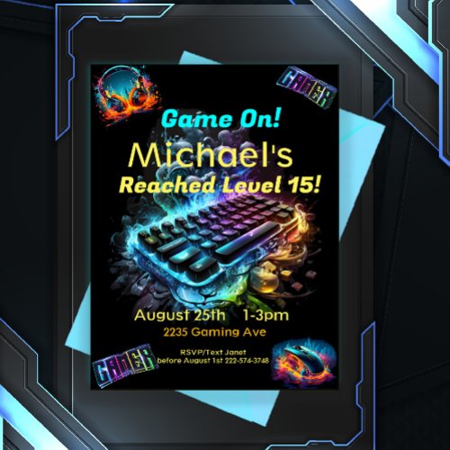 Game On Next Level Player One Video Game  Invitation