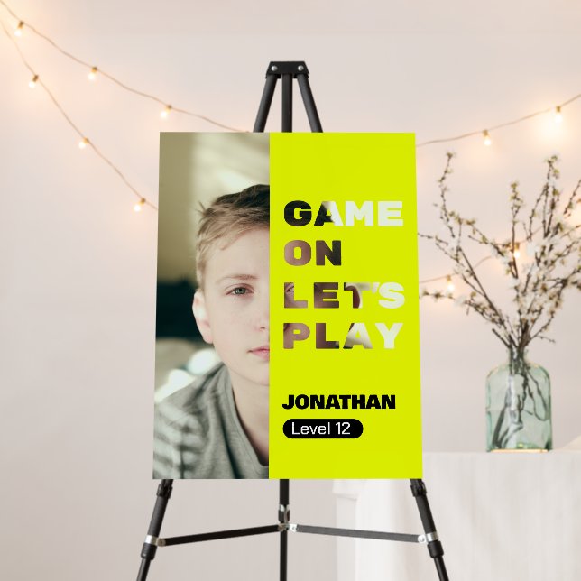 Game On Personalized Gamer Birthday  Level up Foam Board (In Situ (Stand))