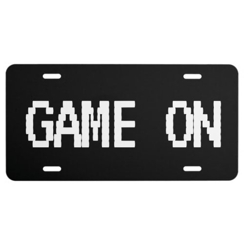 Game On pixelated car license plate for gamers