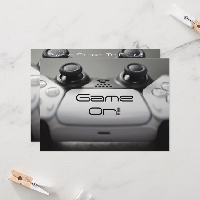 "Game ON!!" PlayStation Party Invitation (Front/Back In Situ)