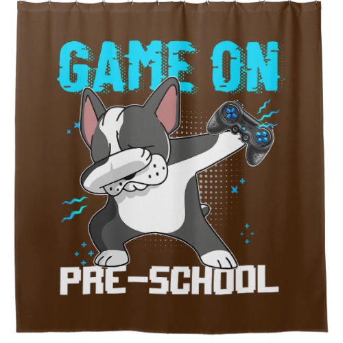 Game On Preschool French Bulldog Gaming Back To Shower Curtain