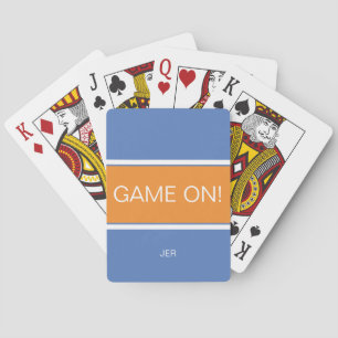 GAME ON Quote Cute Custom Monogram Blue Orange Poker Cards