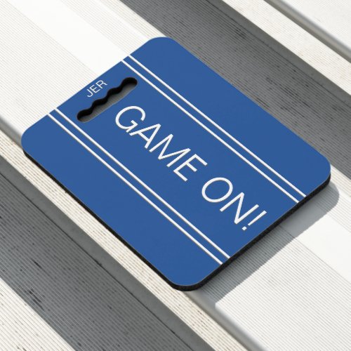 GAME ON Quote Monogrammed Stadium Sports Blue Seat Cushion