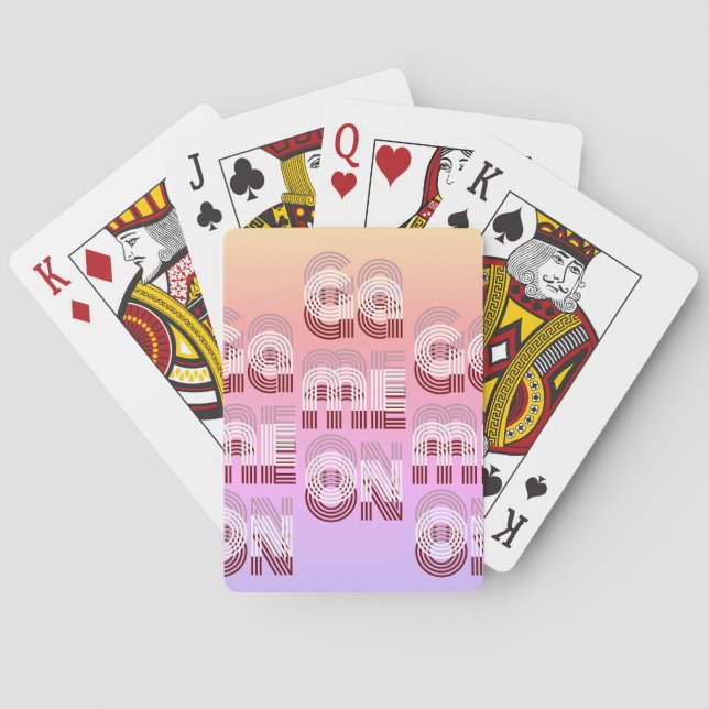 Game On | Retro Typography Pink Lilac Peach Poker Cards (Back)