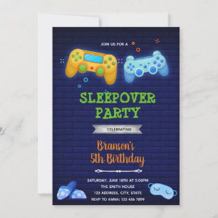 Game on sleepover boy invitation