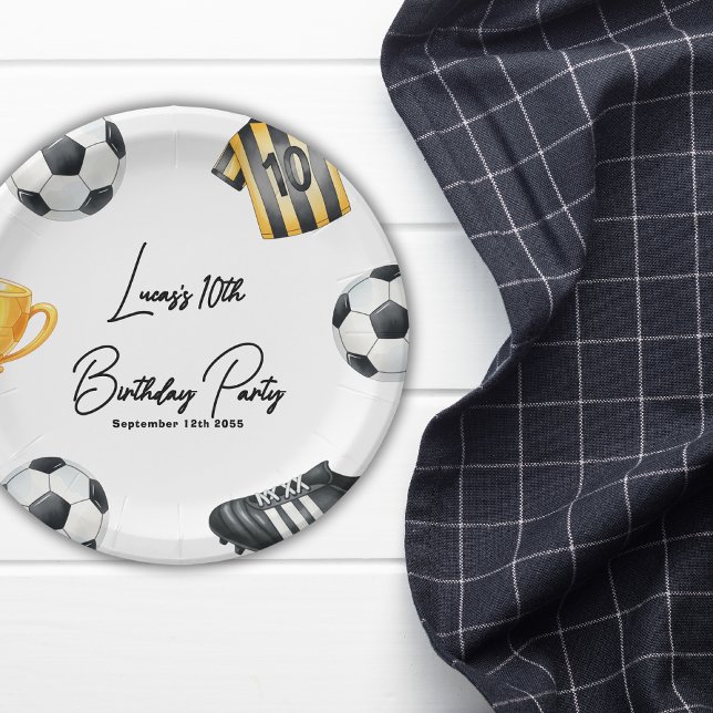 Game On Soccer Sport Football Birthday Party Paper Plates (Creator Uploaded)