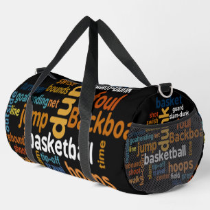 Game On the Go: Basketball Accessory Colorful Text Duffle Bag