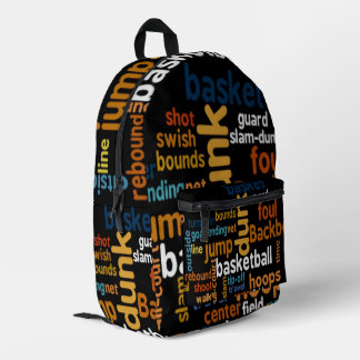 Game On the Go: Basketball Accessory Colorful Text Printed Backpack