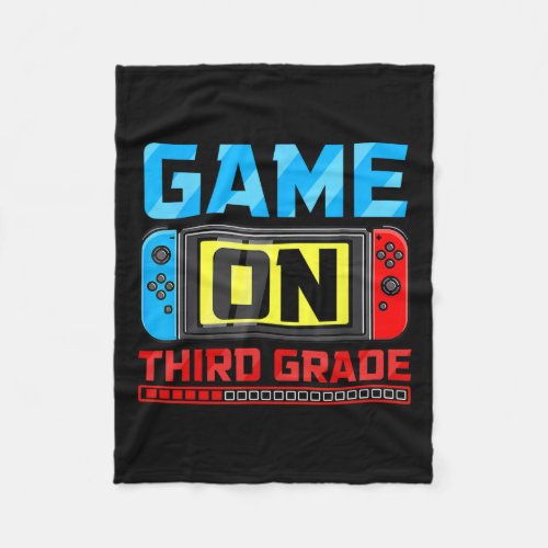 Game On Third Grade Gamer Back To School First Day Fleece Blanket