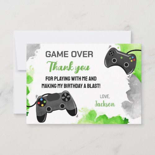 Game On Time Level Up Video Game Thank You Cards
