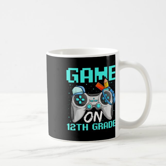 Game On Twelfth Grade Shirts, Funny Gamer Boy Back Coffee Mug (Right)