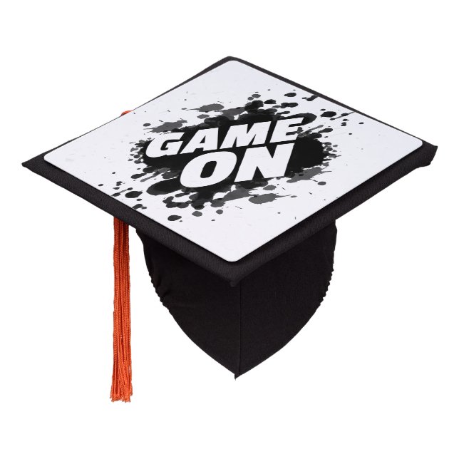 Game On Typography Modern Abstract Sports Graduation Cap Topper (Angled)