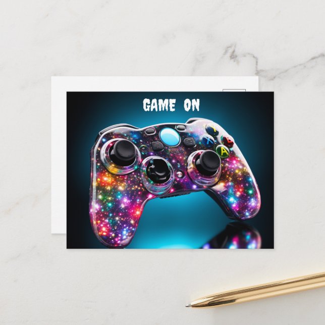 Game On Vibrant Remote  Postcard (Front/Back In Situ)