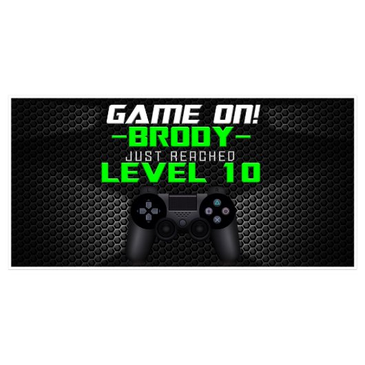 Game On Video Game Birthday Banner Neon Green (Front)