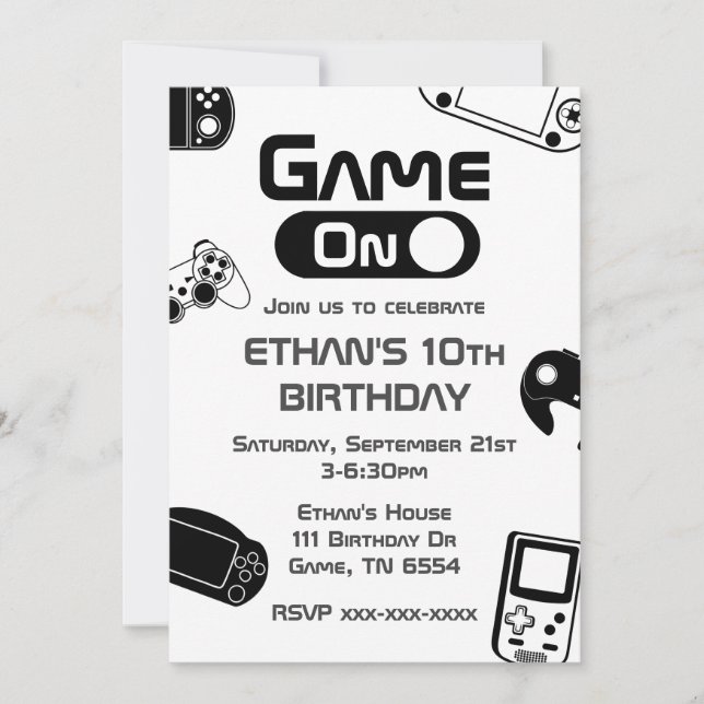 Game On Video Game Birthday Invitation (Front)